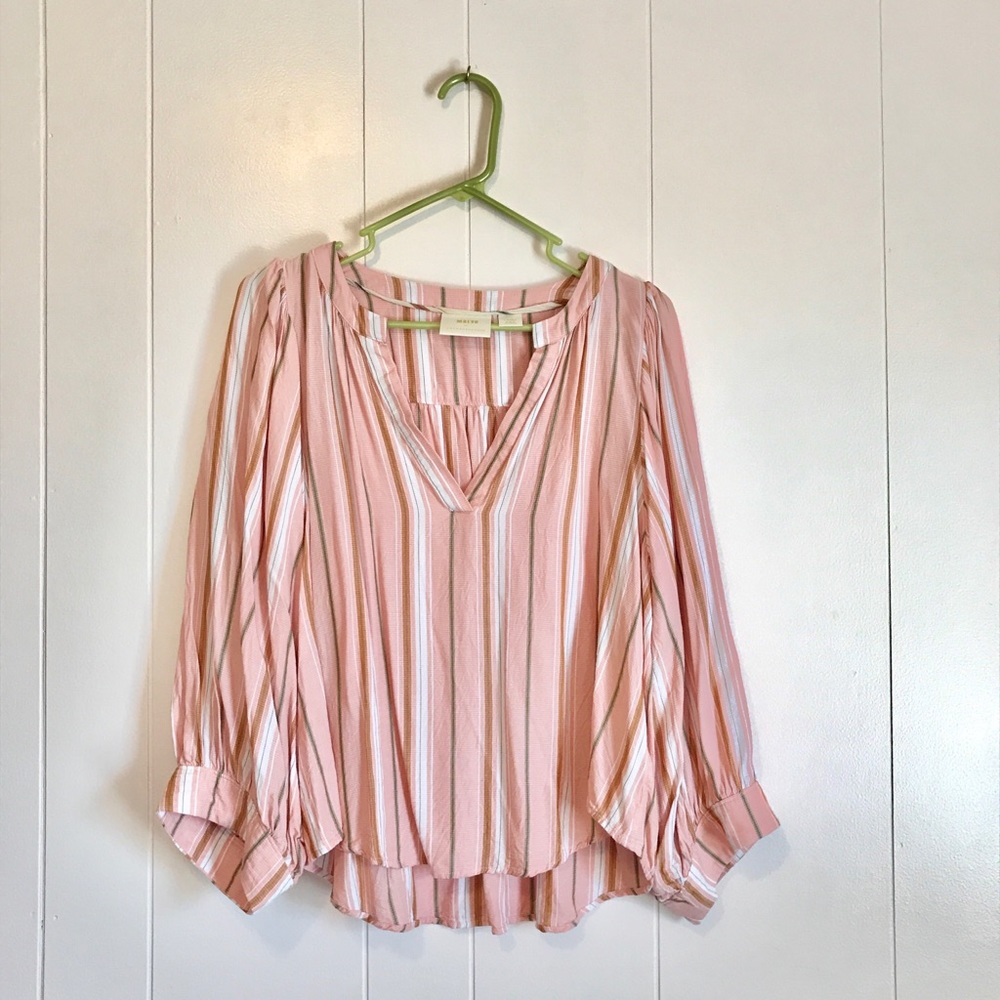 Maeve • Balloon Sleeve Striped Blouse